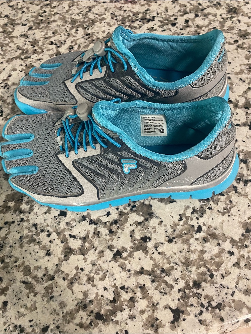 Fila Gray and Teal Five-Toe Athletic Shoes - Picture 2 of 7